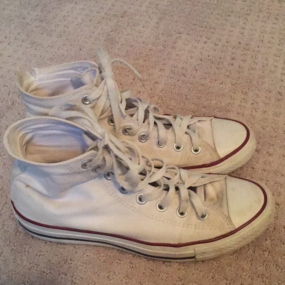 High top white converse shoes